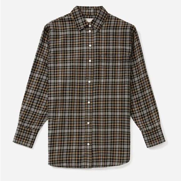 Everlane Women's Size 00 Lightweight Flannel Oversized Button Down Shirt Plaid - Picture 5 of 13